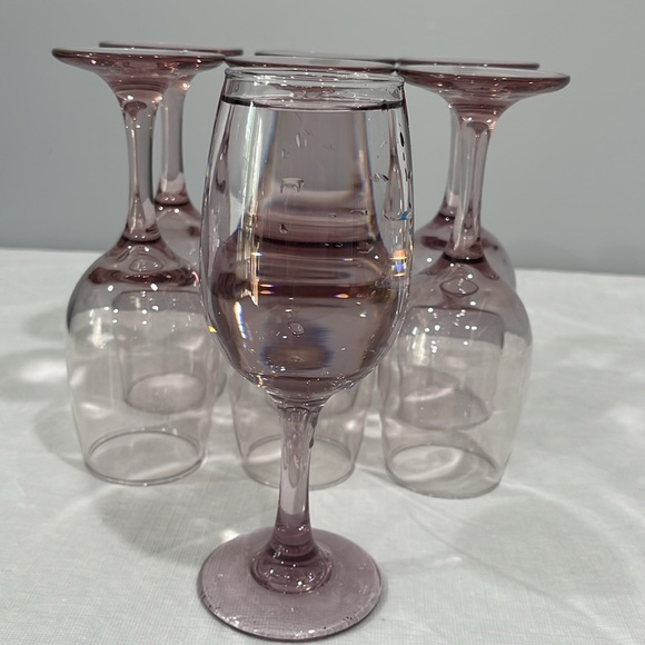 Libbey Premier Mauve pink plum wine water glasses 8 oz vintage 90s set of 7 - Picture 15 of 15